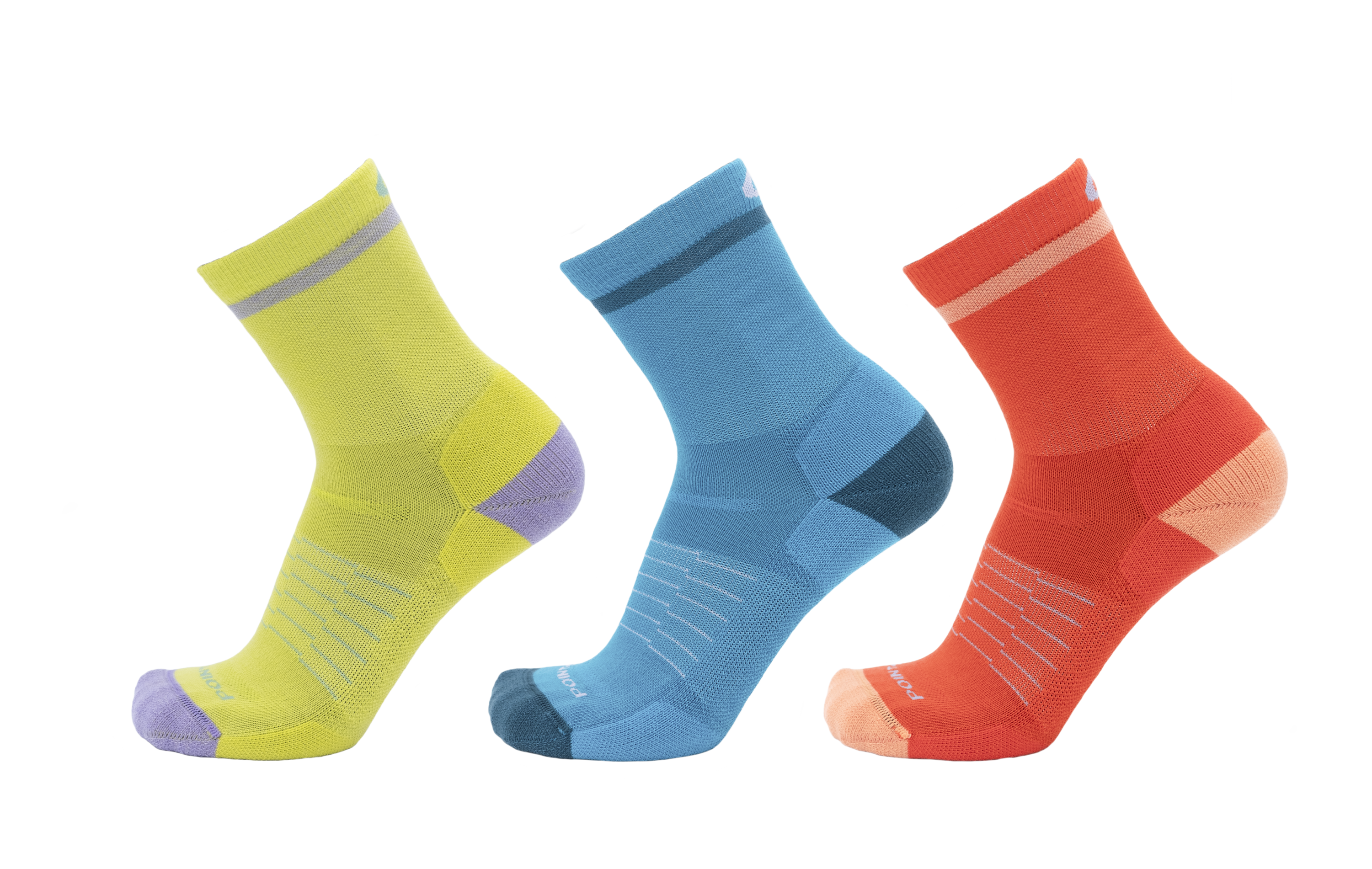 Color Block Extra Light 3/4 Crew 3-Pack : Citrus - Caribbean - Coral