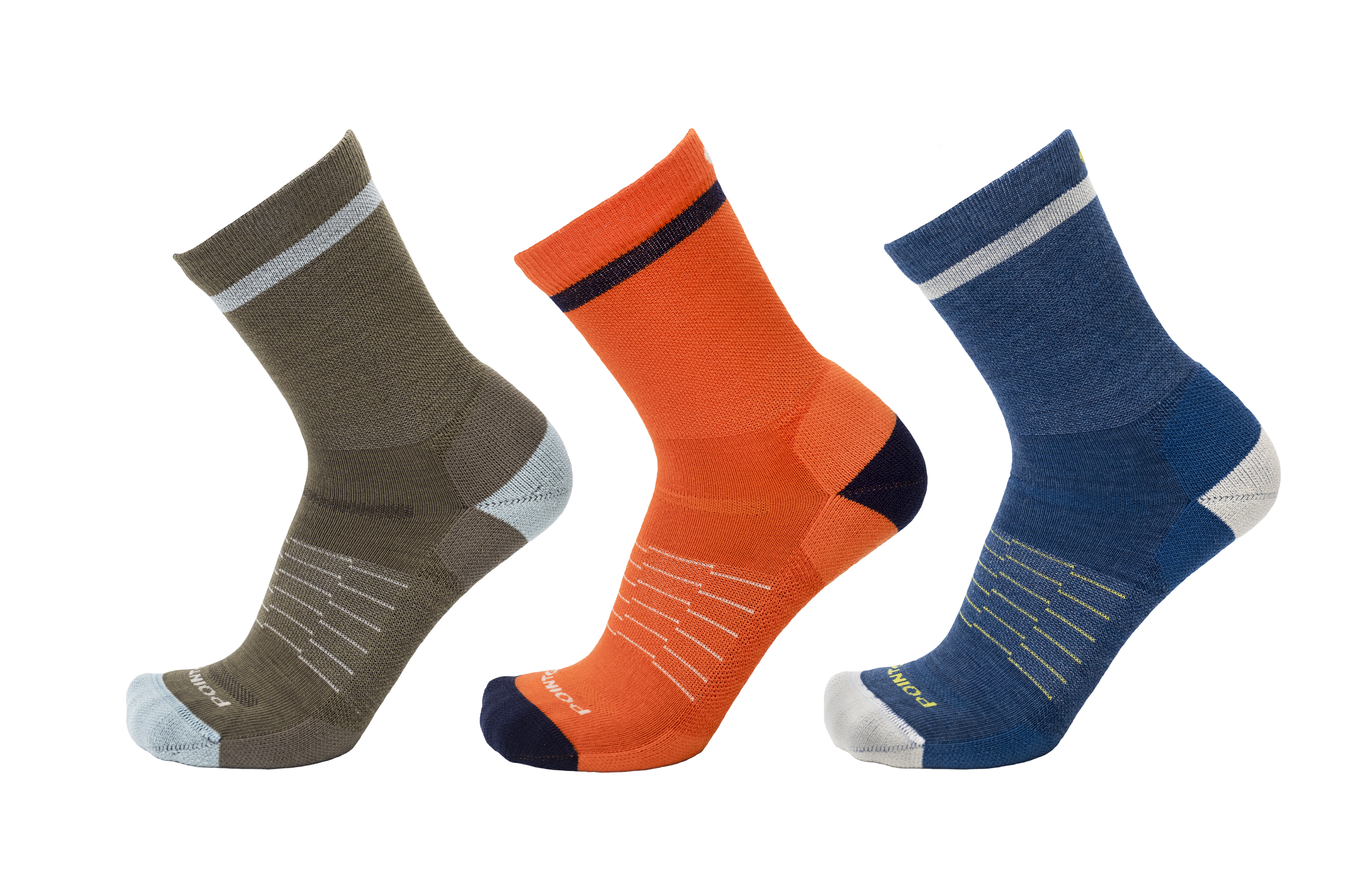 Color Block Extra Light 3/4 Crew 3-Pack : Orange - Oxford - Olive Drab