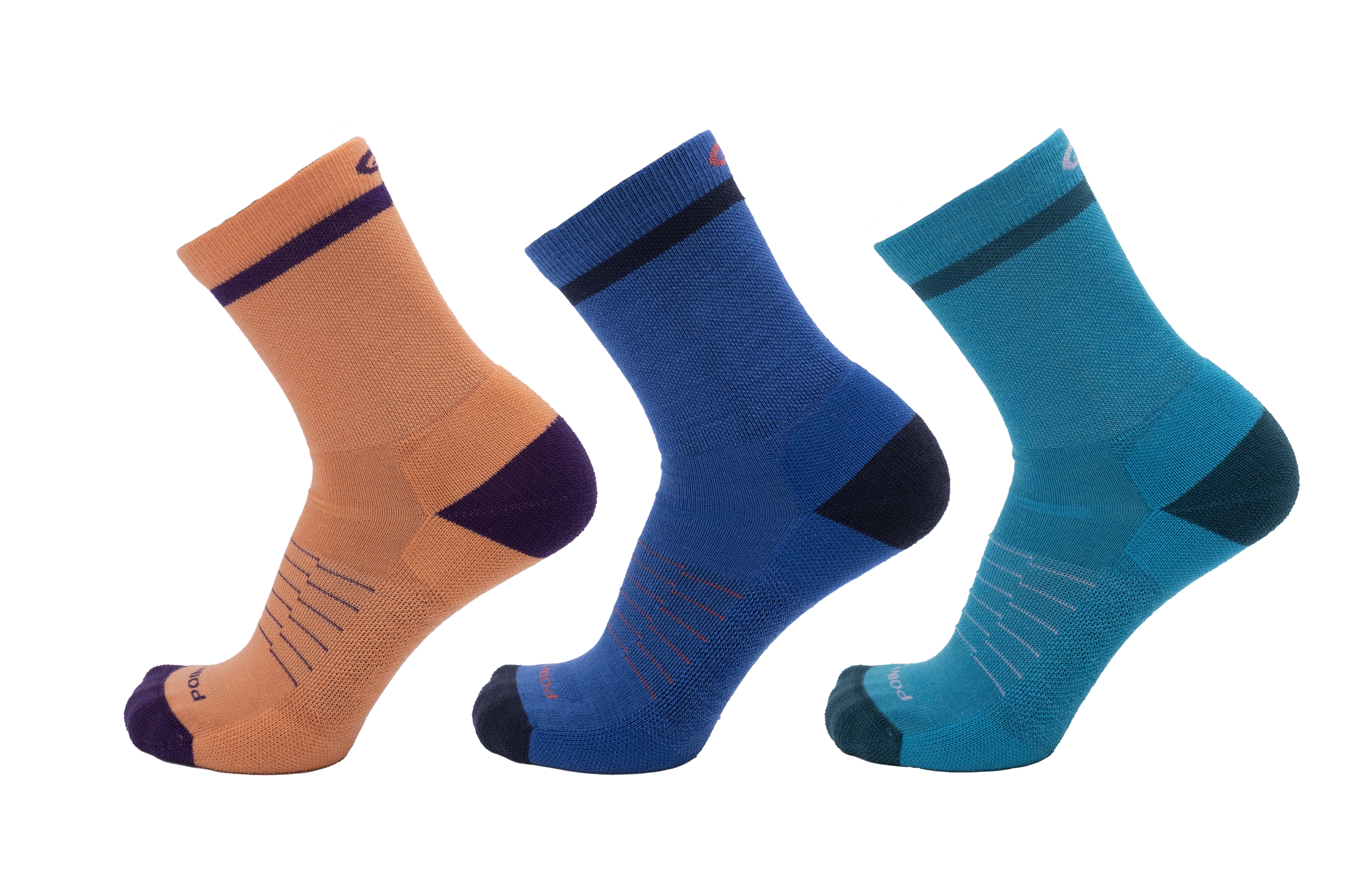 Color Block Extra Light 3/4 Crew 3-Pack  Apricot - Classic Blue - Caribbean