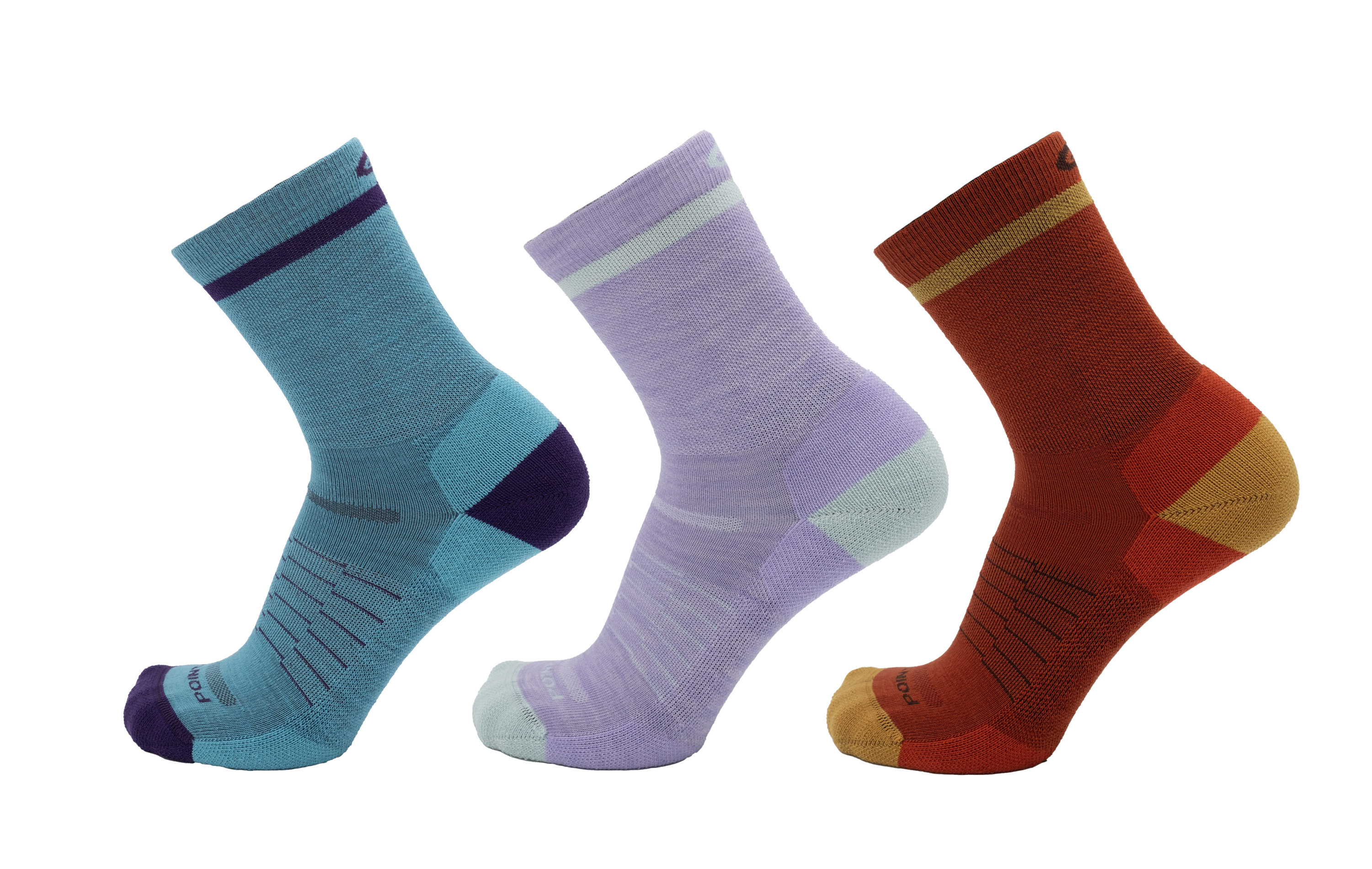 Color Block Extra Light 3/4 Crew 3-Pack  Robin's Egg - Lavender - Brick